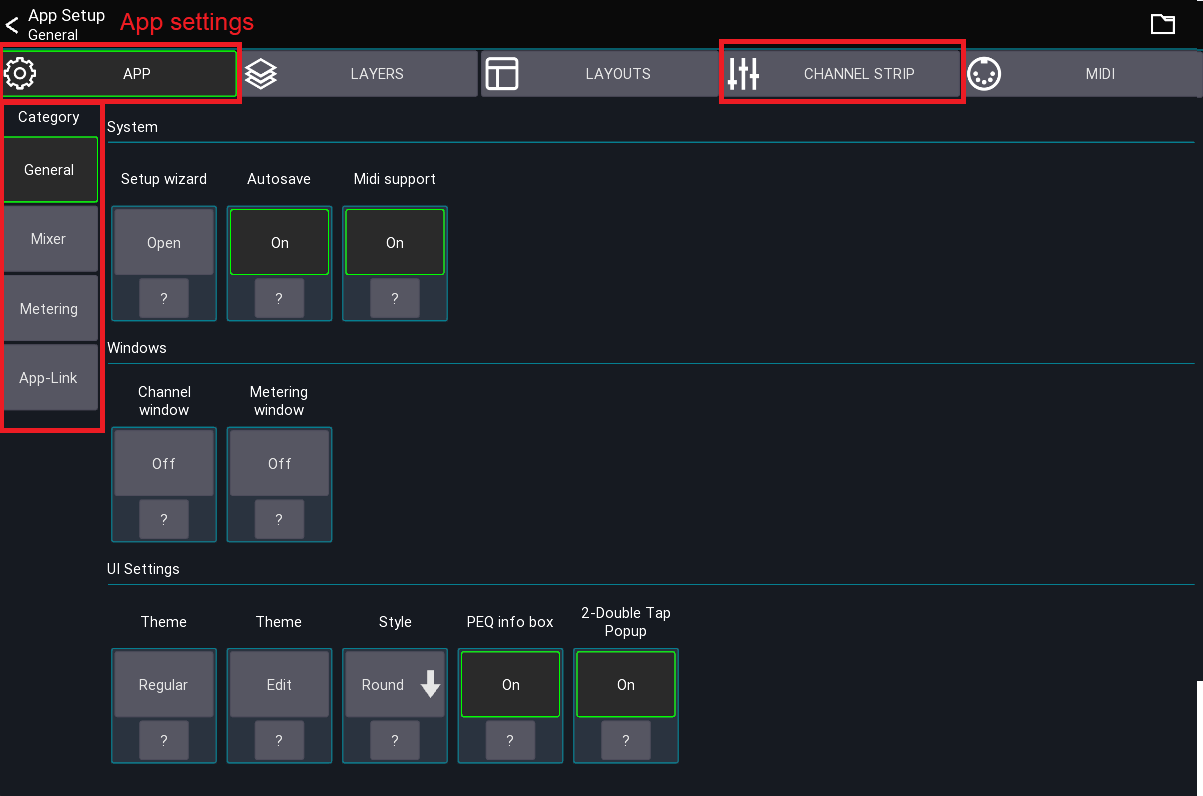 General settings